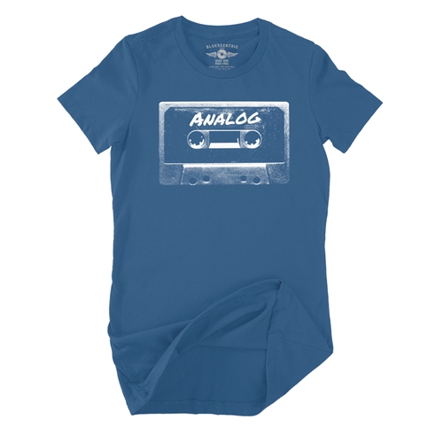 Black and White Analog Tape Ladies T Shirt - Relaxed Fit - ladiesblue