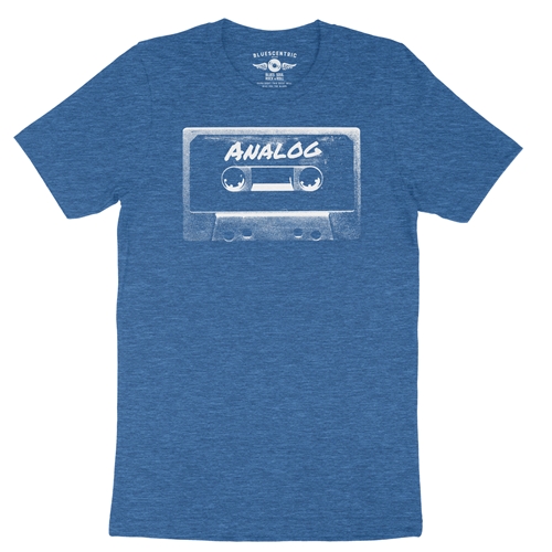 Black and White Analog Tape T-Shirt - Lightweight Vintage Style - vintageheatherroyalblue