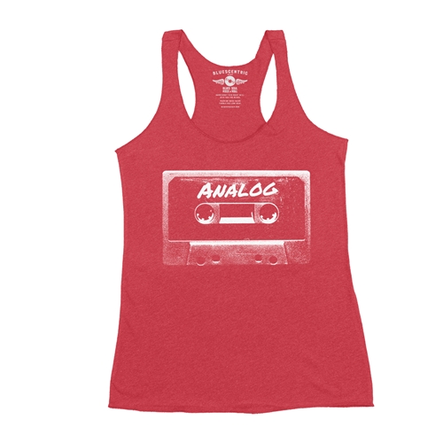 Black and White Analog Tape Racerback Tank - Women