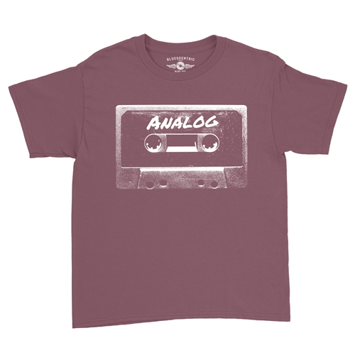 Black and White Analog Tape Youth T-Shirt - Lightweight Vintage Children & Toddlers - youthheathermaroon