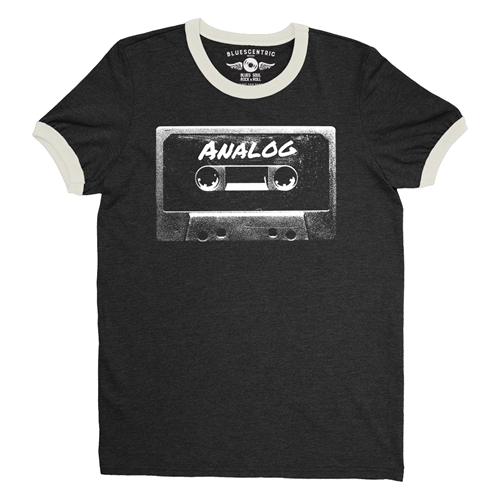 Black and White Analog Tape Ringer T-Shirt - ringerblackcreamtrim