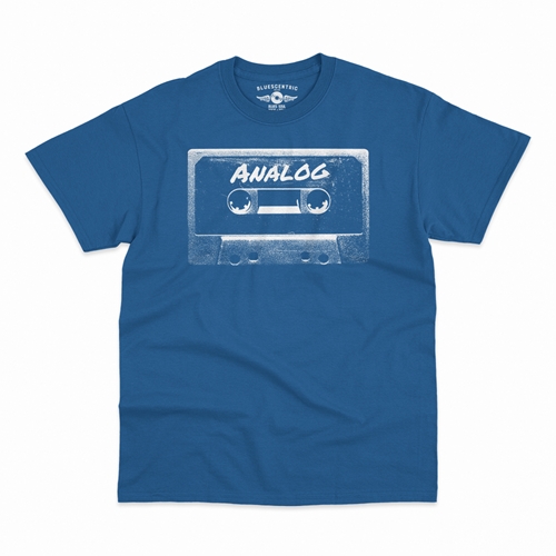 Black and White Analog Tape T-Shirt - Classic Heavy Cotton - classicroyalblue