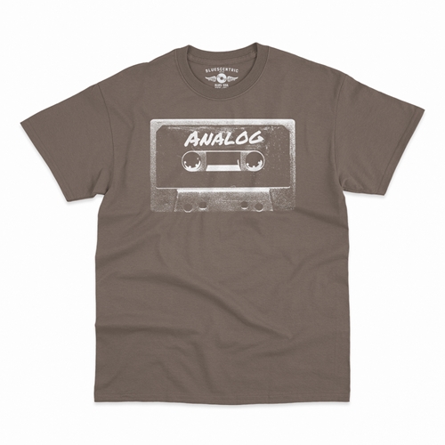 Black and White Analog Tape T-Shirt - Classic Heavy Cotton - classictaupe