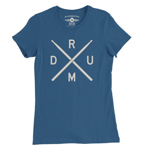 Drum Lines Ladies T Shirt - ladiesblue