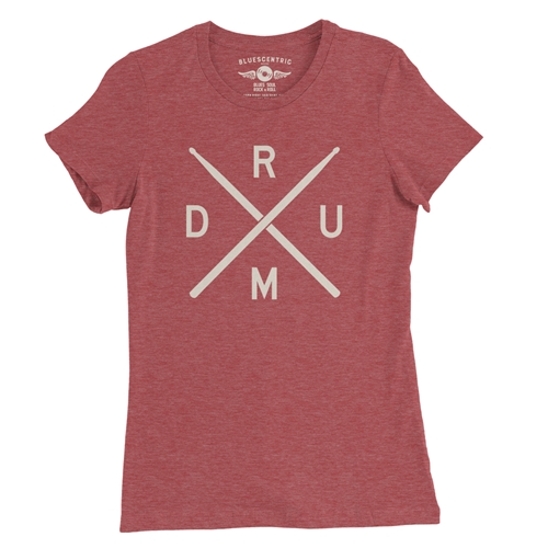 Drum Lines Ladies T Shirt - ladiesheatherred