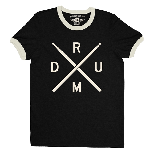 Drum Lines Ringer T-Shirt - ringerblackcreamtrim