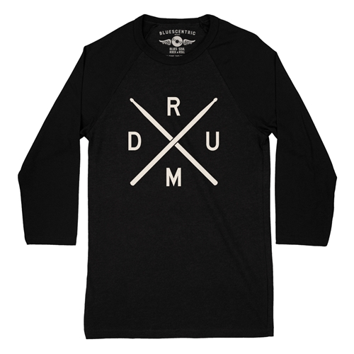 Drum Lines Baseball T-Shirt - raglanblackblacksleeve