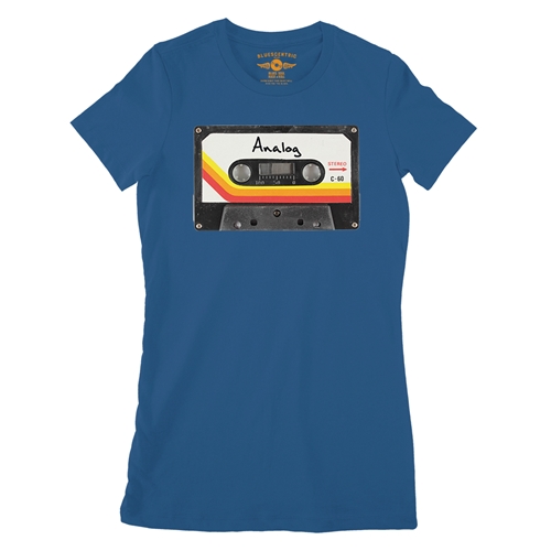 80s Analog Tape Ladies T Shirt - Relaxed Fit - ladiesblue