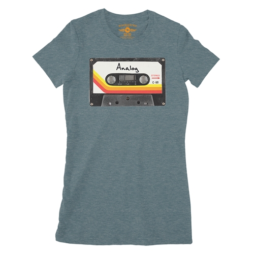 80s Analog Tape Ladies T Shirt - Relaxed Fit - ladiesheatherdeepteal