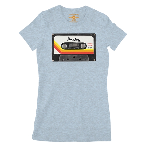 80s Analog Tape Ladies T Shirt - Relaxed Fit - ladiesheatherprismblue