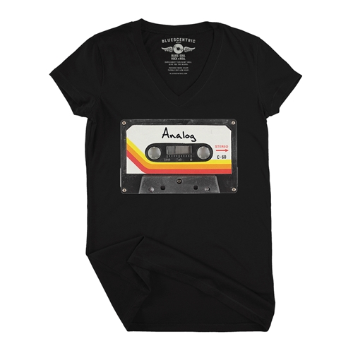 80s Analog Tape V-Neck T Shirt - Women