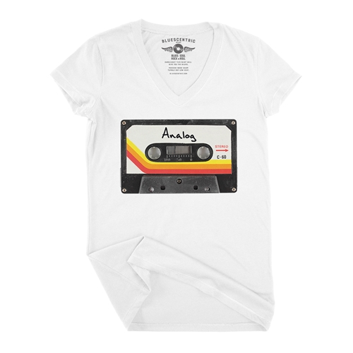 80s Analog Tape V-Neck T Shirt - Women