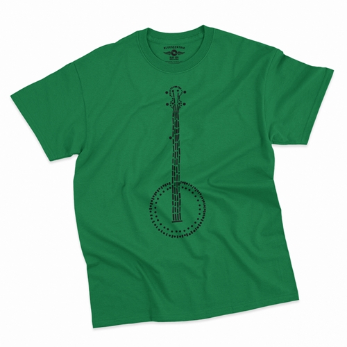 Folk Banjo T-Shirt - Classic Heavy Cotton - classickellygreen