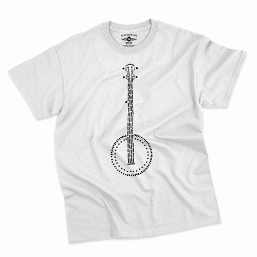 Folk Banjo T-Shirt - Classic Heavy Cotton - classicwhite