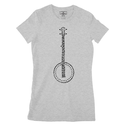 Folk Banjo Ladies T Shirt - Relaxed Fit - ladiesathleticheather