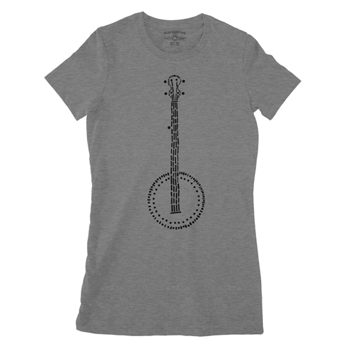 Folk Banjo Ladies T Shirt - Relaxed Fit - ladiesdeepheather