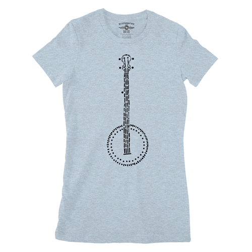 Folk Banjo Ladies T Shirt - Relaxed Fit - ladiesheatherprismblue