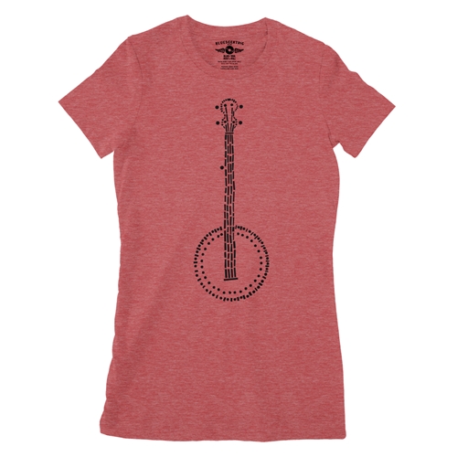 Folk Banjo Ladies T Shirt - Relaxed Fit - ladiesheatherred