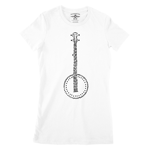 Folk Banjo Ladies T Shirt - Relaxed Fit - ladieswhite