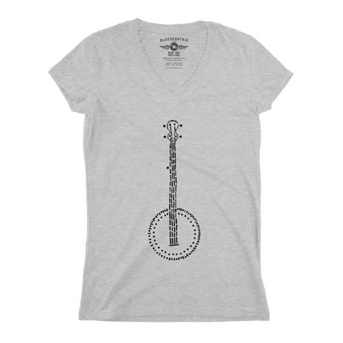 Folk Banjo V-Neck T Shirt - Women