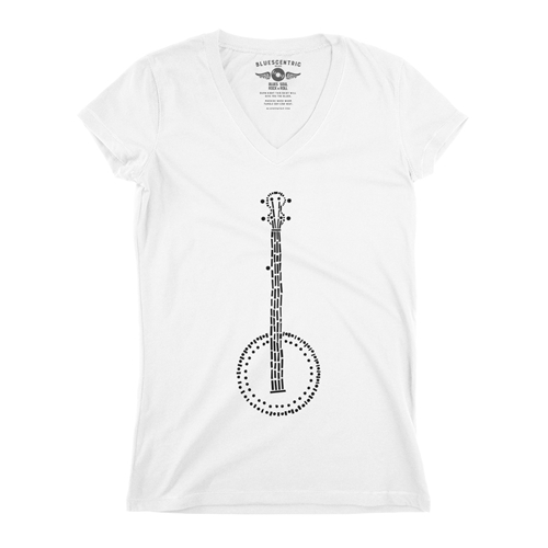 Folk Banjo V-Neck T Shirt - Women