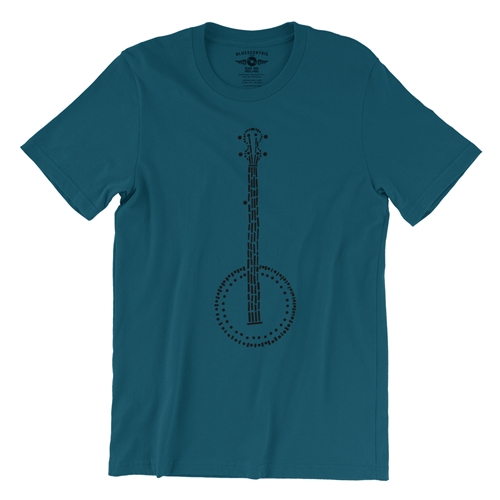 Folk Banjo T-Shirt - Lightweight Vintage Style - vintagedeepteal