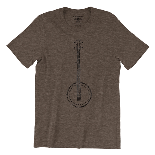 Folk Banjo T-Shirt - Lightweight Vintage Style - vintageheatherbrown