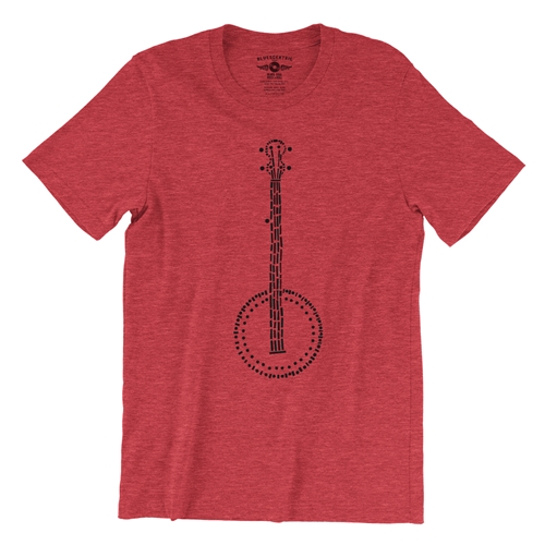 Folk Banjo T-Shirt - Lightweight Vintage Style - vintageheatherred