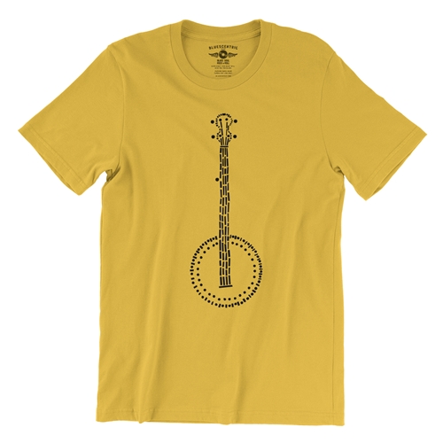 Folk Banjo T-Shirt - Lightweight Vintage Style - vintagemaizeyellow