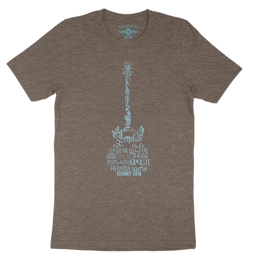 Music is Universal Guitar T-Shirt - Lightweight Vintage Style - vintageheatherbrown