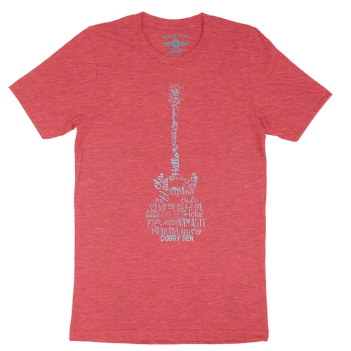 Music is Universal Guitar T-Shirt - Lightweight Vintage Style - vintageheatherred