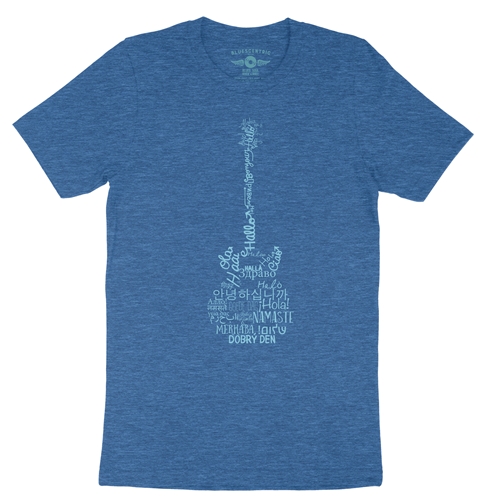 Music is Universal Guitar T-Shirt - Lightweight Vintage Style - vintageheatherroyalblue