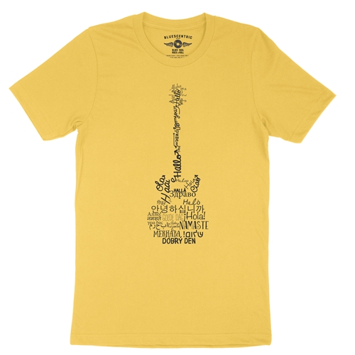 Music is Universal Guitar T-Shirt - Lightweight Vintage Style - vintagemaizeyellow