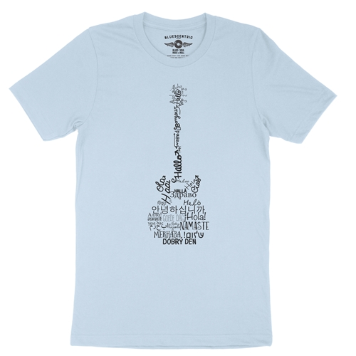 Music is Universal Guitar T-Shirt - Lightweight Vintage Style - vintagethrowbackblue