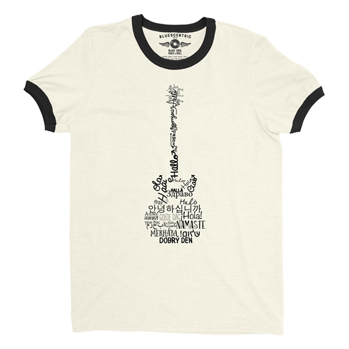 Music is Universal Guitar Ringer T-Shirt - ringernaturalblacktrim