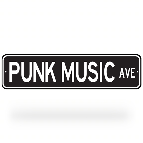 Punk Music Ave Street Sign - Black