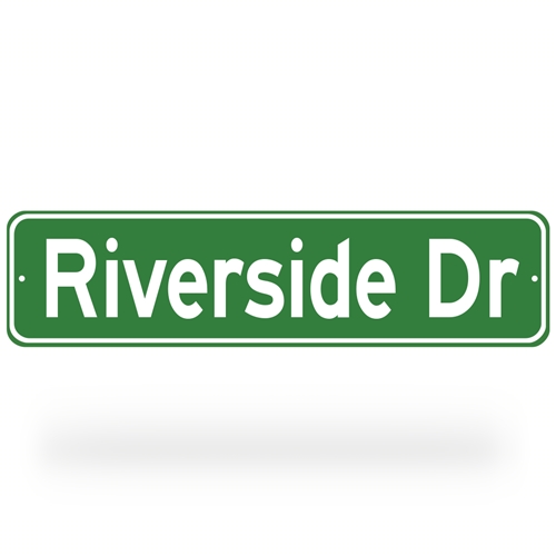 Riverside Dr Street Sign - Green