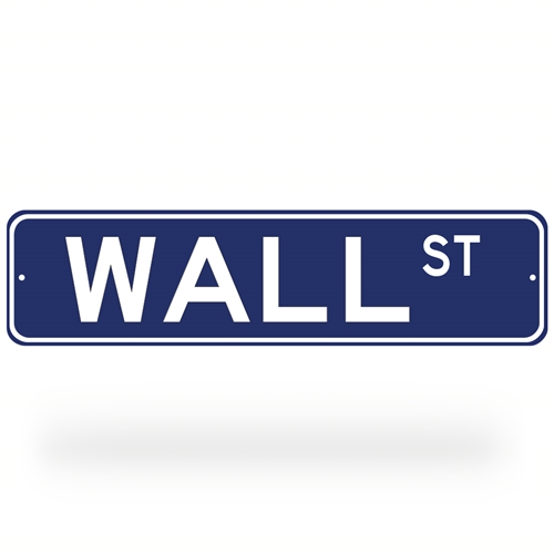 Wall St Street Sign - Blue