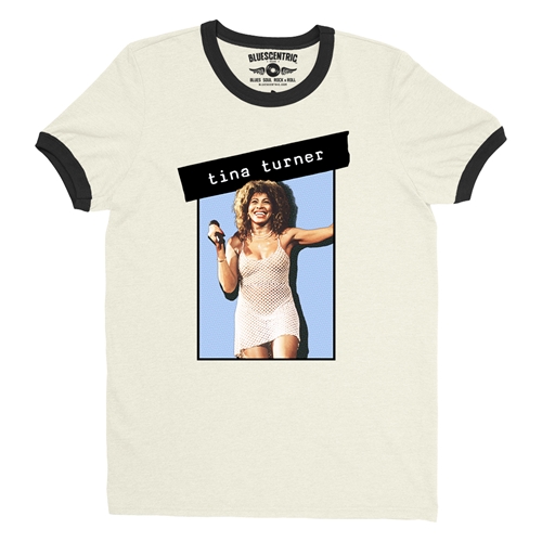 Graphic Tina Turner Ringer T-Shirt - ringernaturalblacktrim