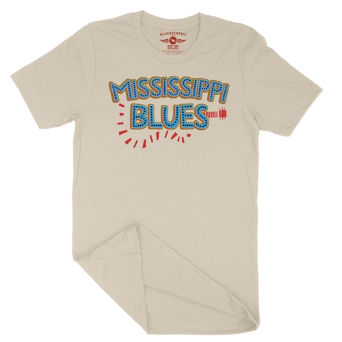 Mississippi Blues T-Shirt - Lightweight Vintage Style - vintagecream