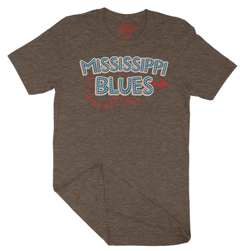 Mississippi Blues T-Shirt - Lightweight Vintage Style - vintageheatherbrown