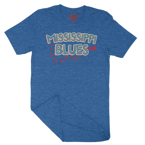 Mississippi Blues T-Shirt - Lightweight Vintage Style - vintageheatherroyalblue