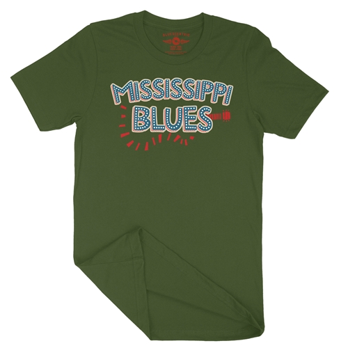 Mississippi Blues T-Shirt - Lightweight Vintage Style - vintageolive