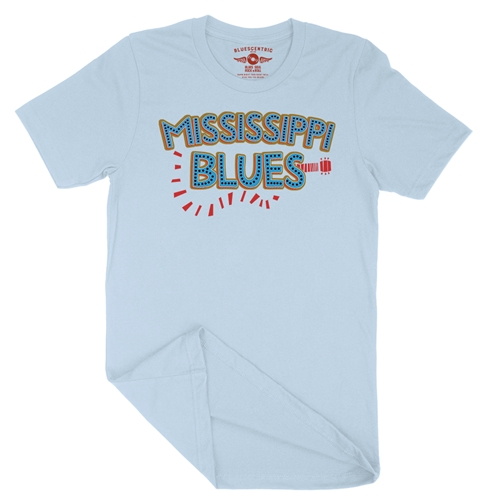 Mississippi Blues T-Shirt - Lightweight Vintage Style - vintagethrowbackblue