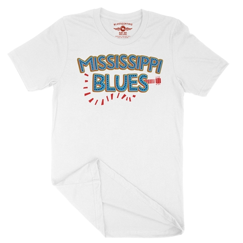 Mississippi Blues T-Shirt - Lightweight Vintage Style - vintagewhite