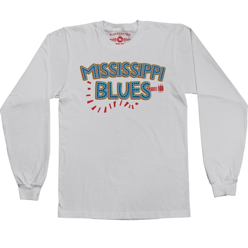 Mississippi Blues Long Sleeve T-Shirt - longsleevewhite