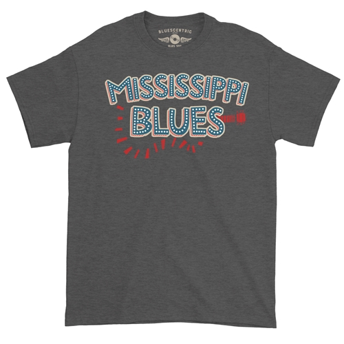 Mississippi Blues T-Shirt - Classic Heavy Cotton - classicheathergrey