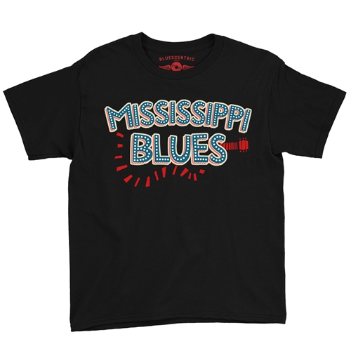 Mississippi Blues Youth T-Shirt - Lightweight Vintage Children & Toddlers - youthblack