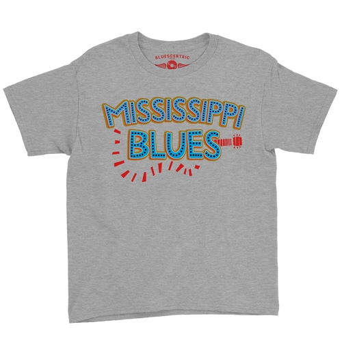 Mississippi Blues Youth T-Shirt - Lightweight Vintage Children & Toddlers - youthheatherathletic