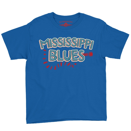 Mississippi Blues Youth T-Shirt - Lightweight Vintage Children & Toddlers - youthroyalblue